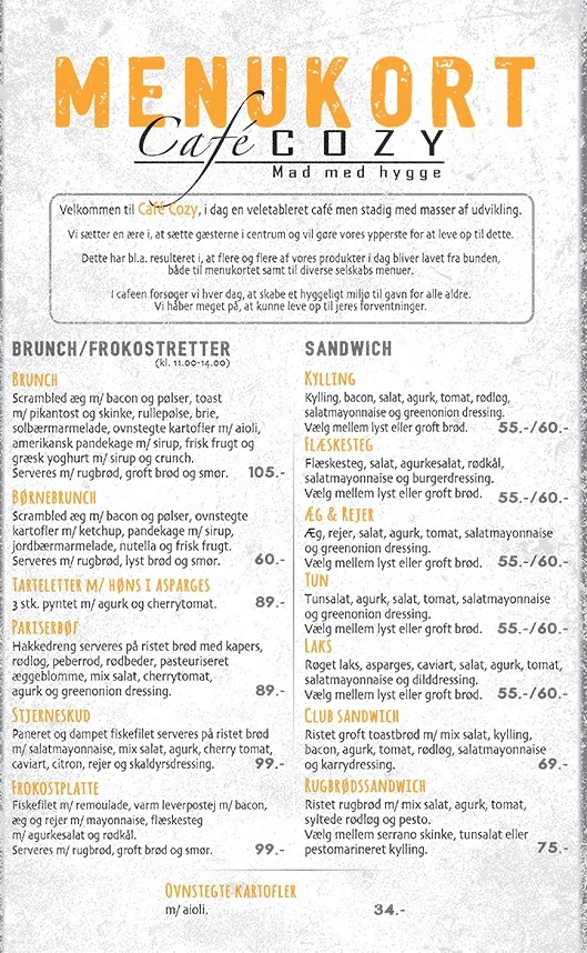 Menukort Café i Hedensted tilbyder mad med hygge Book bord!